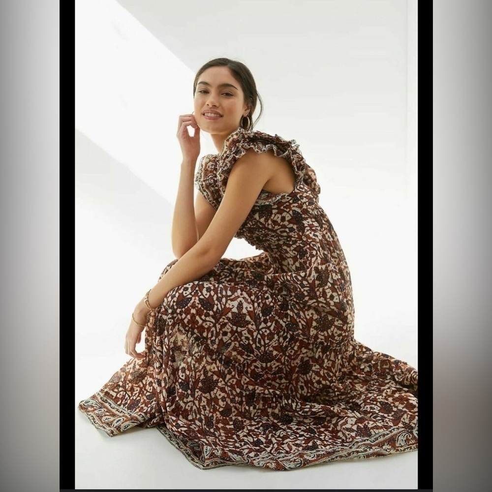 Love The Label by Anthropologie Mirabelle Ruffle Floral Maxi Dress